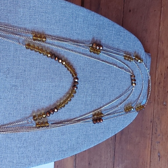 AMBER & BRONZE COLOURED MULTI STRAND NECKLACE - Picture 3 of 6
